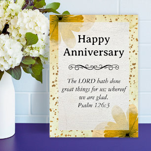 Big Happy Anniversary Yellow Floral Scripture Card