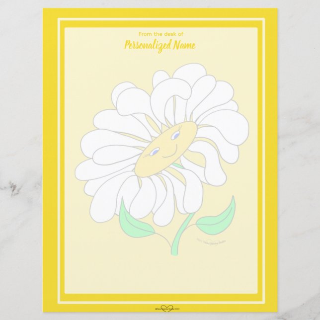Big Happy Daisy Yellow Unlined Paper Sheet (Front)