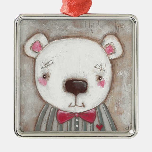 BIG HAPPY FACES by studiodudaart - Polar Bear Metal Ornament (Front)