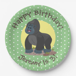 Big happy gorilla cartoon illustration paper plate