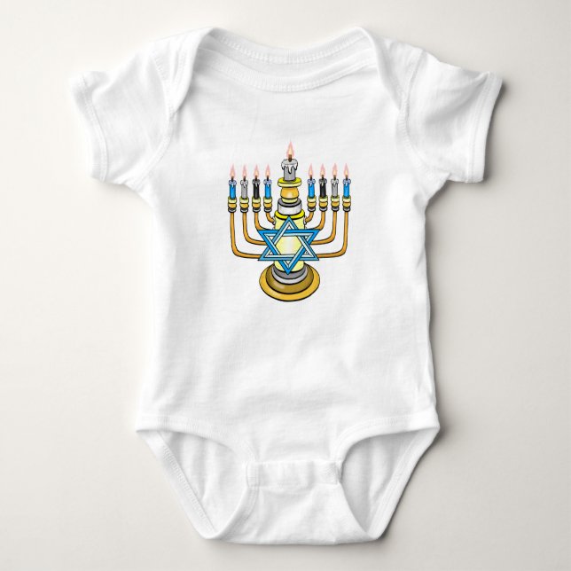 Big Happy Hanukkah Baby Bodysuit (Front)