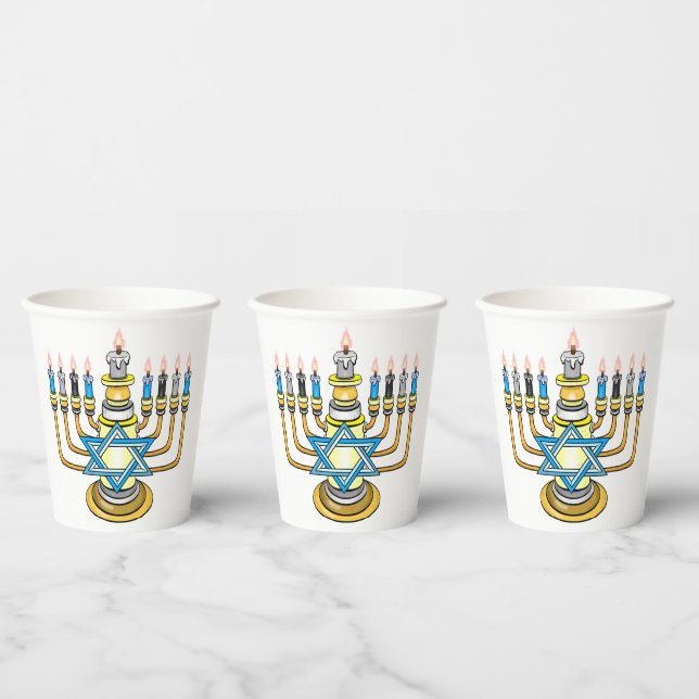 Big Happy Hanukkah Paper Cups (Multi)