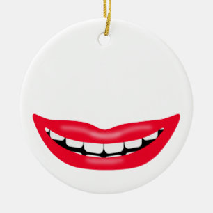 Big Happy Smiling Mouth Ceramic Ornament