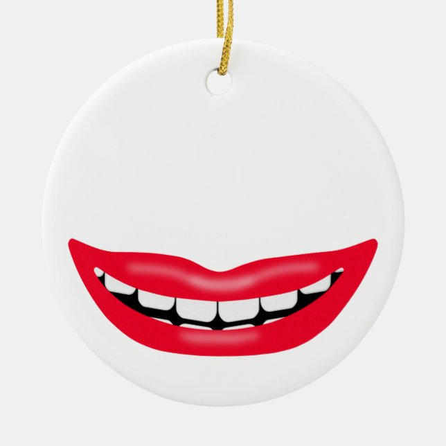 Big Happy Smiling Mouth Ceramic Ornament (Front)