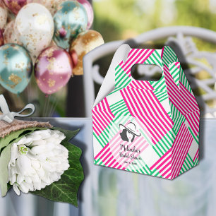 Big Hat Derby Lady Hot Pink Green Stripes Gable Favour Box