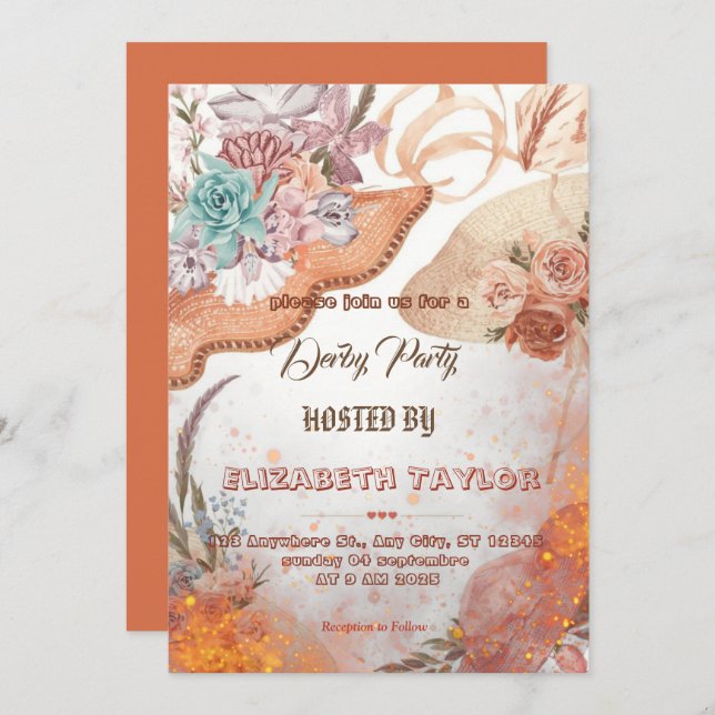 Big Hat Derby Party Invitation (Front/Back)