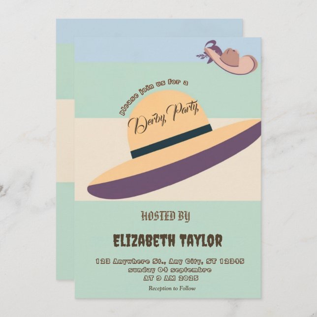 Big Hat Derby Party Invitation (Front/Back)
