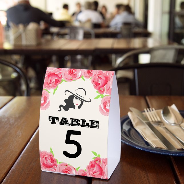 Big Hat Lady and Roses Derby Party Table Number (Insitu(Restaurant))
