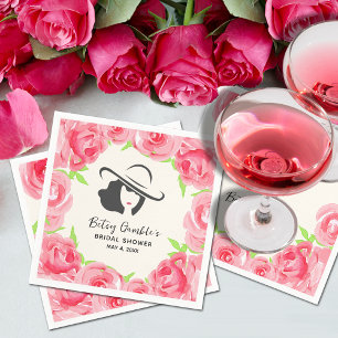 Big Hat Lady Roses Derby Bridal Shower Napkin