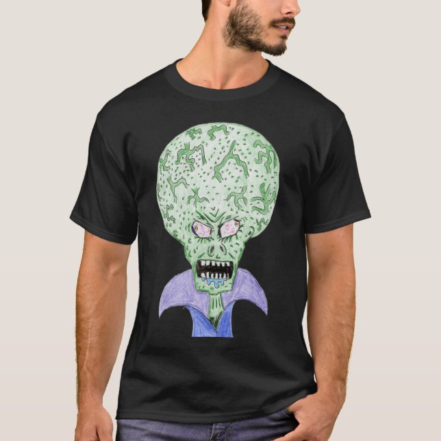 Big head alien sci-fi cartoon T-Shirt (Front)