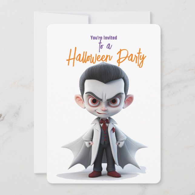 BIG HEAD BIG EYE DRACULA Halloween Party  Invitation (Front)