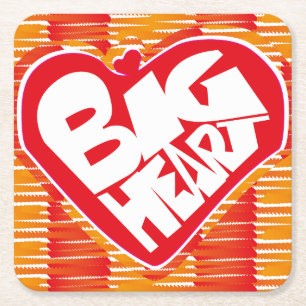 Big heart/Corazon Grande love by Masanser pixelat Square Paper Coaster