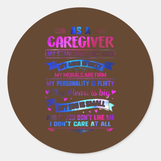 Big Heart Direct Support Person Caregiver Life Classic Round Sticker (Front)
