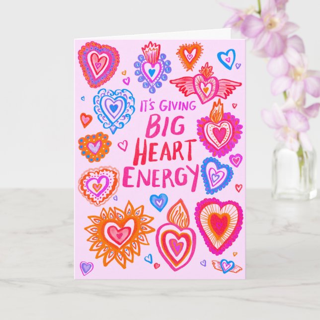 BIG HEART ENERGY Valentine Love Colourful Whimsica Card (Orchid)