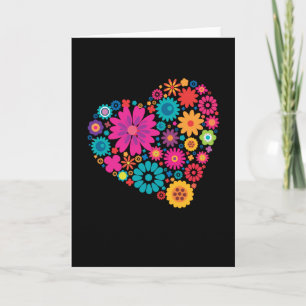 Big heart made of coloured flowers card