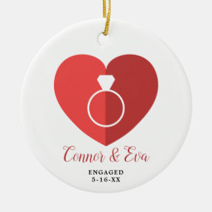 Big Heart Personalised Newly Engaged Engagement Ceramic Ornament