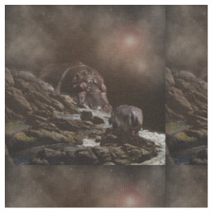 **"Big Heart, Tiny Love: A Giant Hippo’s Affection Fabric