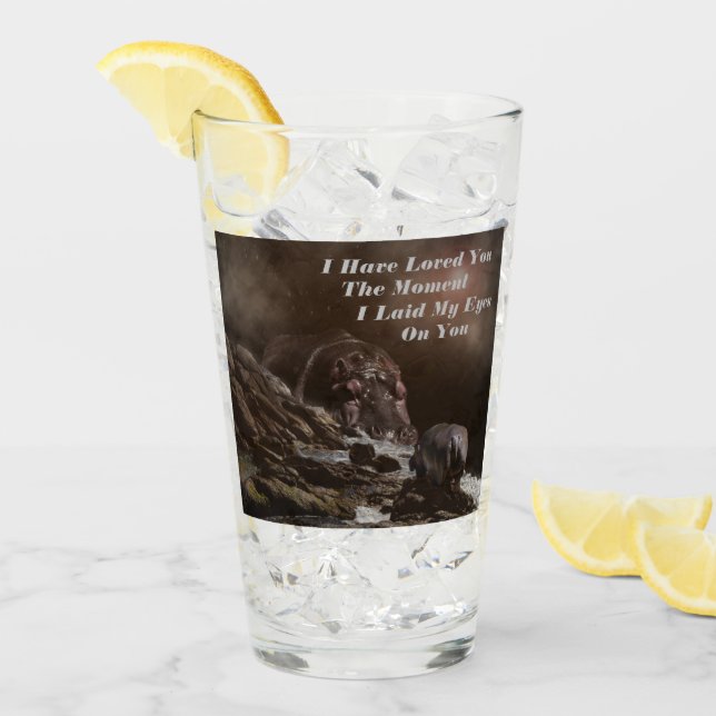 **"Big Heart, Tiny Love: A Giant Hippo’s Affection Glass (Front Ice)