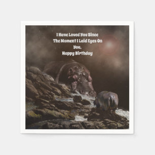 **"Big Heart, Tiny Love: A Giant Hippo’s Affection Napkin