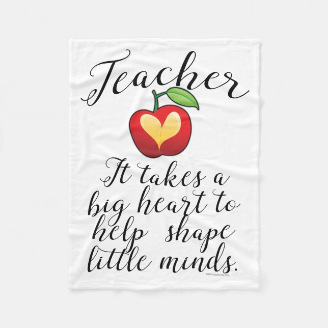 Big Heart To Help Shape Little Minds Teacher Fleece Blanket (Front)