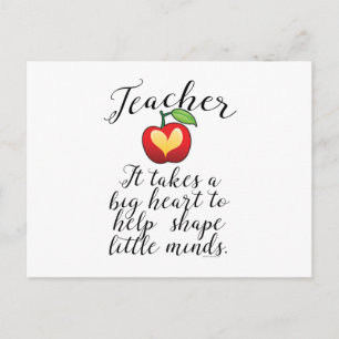Big Heart To Help Shape Little Minds Teacher Postcard