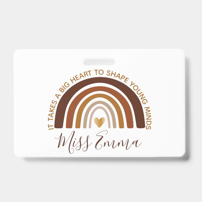 Big Heart to Shape Young Minds Teacher ID Badge (Front)