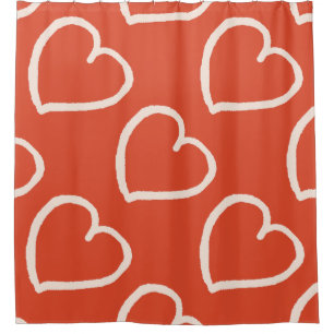 Big hearts pattern pink on red shower curtain
