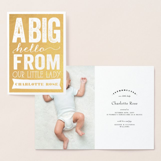 Big Hello Little Lady Baby Girl Birth Announcement (Display)