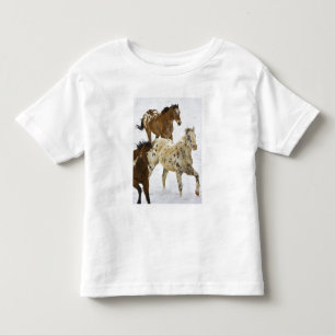 Big Horn Mountains, Horses running in the snow Toddler T-Shirt