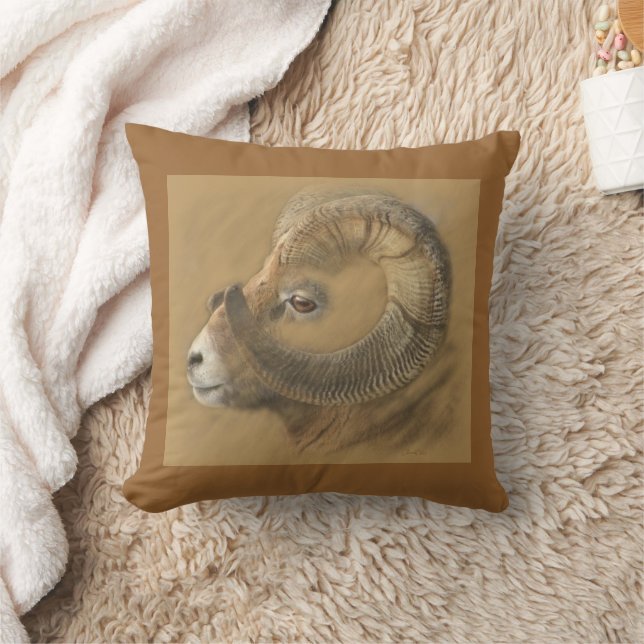 Big Horn Ram Drawing Cushion (Blanket)
