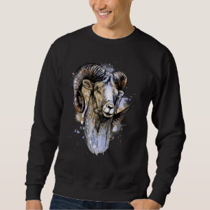 Big Horn Sheep Ram Head Horn Artistic Animal Hunte Sweatshirt