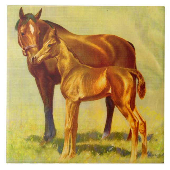 big horse little horse ceramic tile (Front)
