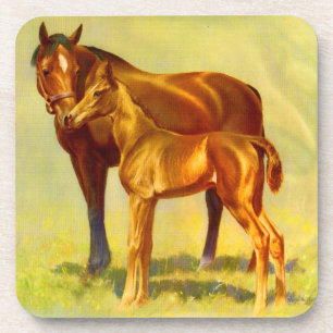 big horse little horse print coaster