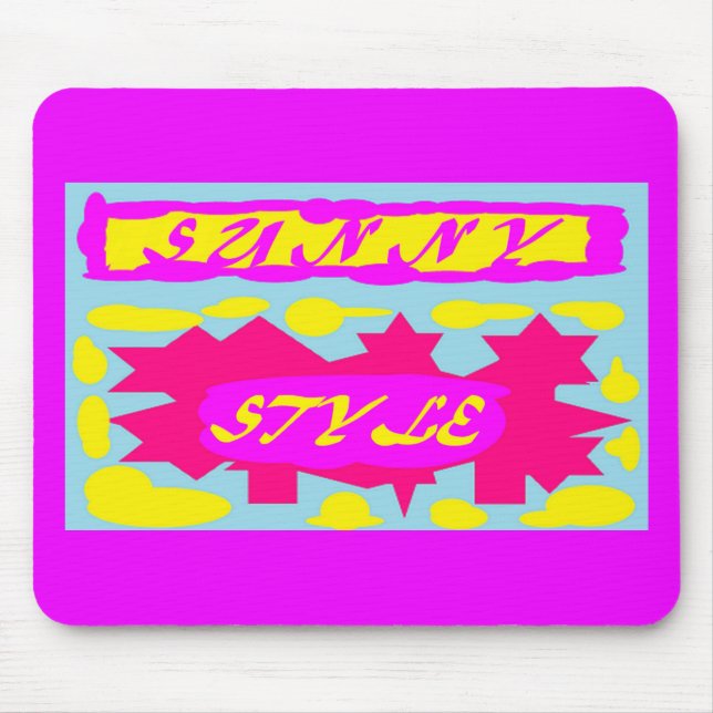 Big hot colours pink sky blue lemon  mouse pad (Front)