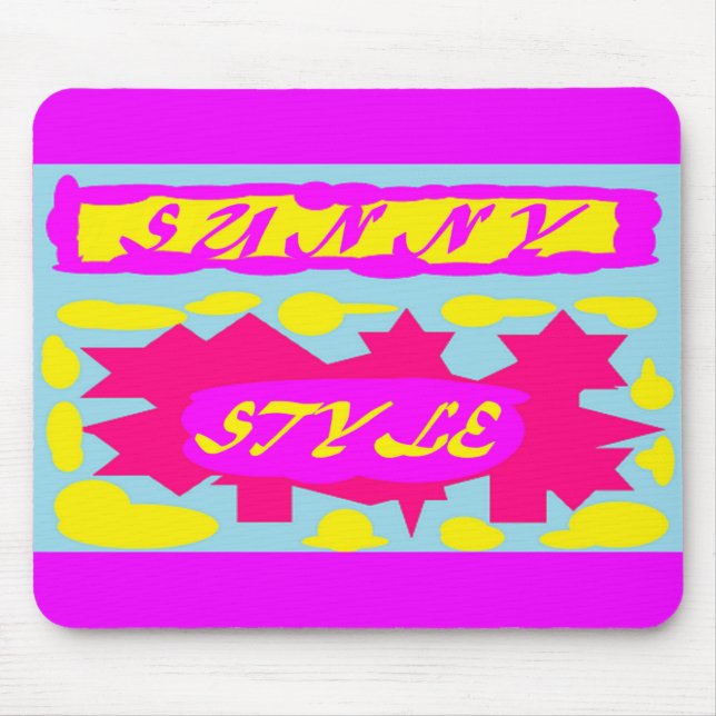 Big hot colours pink sky blue lemon  mouse pad (Front)