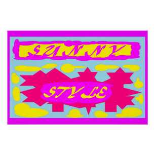 Big hot colours pink sky blue lemon  poster