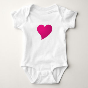 Big hot pink fuchsia Heart, Love, white Baby Bodysuit