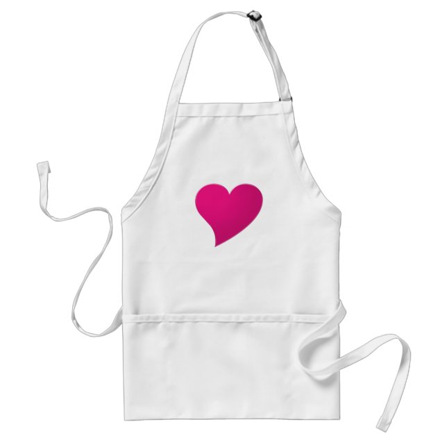 Big hot pink fuchsia Heart, Love, white Standard Apron (Front)