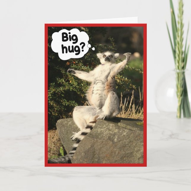 Big Hug Lemur Greeting Card Template (Front)