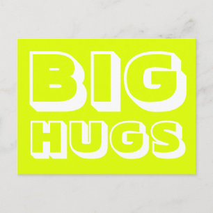 Big Hugs, chartreuse white Postcard