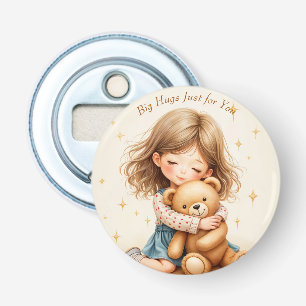 Big Hugs Cute Girl Hugging Teddy Bear Bottle Opener