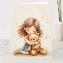 Big Hugs - Cute Girl Hugging Teddy Bear