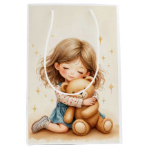 Big Hugs - Cute Girl Hugging Teddy Bear