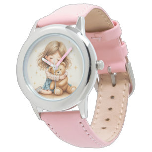 Big Hugs - Cute Girl Hugging Teddy Bear Watch