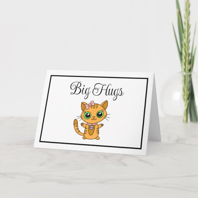 Big Hugs | Cute Orange Cat | Friendship Card (Front)