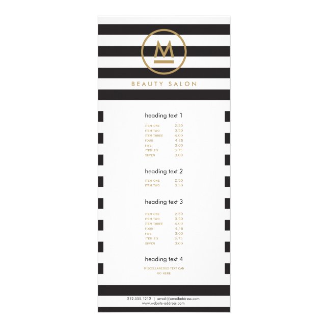 Big Initial Modern Monogram on Bold Stripes Rack Card (Front)