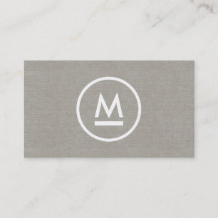 Big Initial Modern Monogram on Taupe Linen Business Card