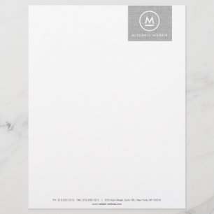 Big Initial Monogram on Grey Linen II Letterhead