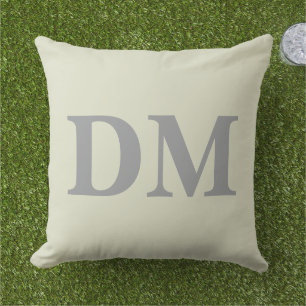 Big initials modern letter style Minimal Green Cushion