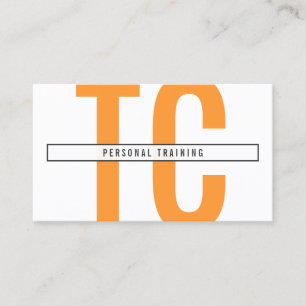 Big Initials Monogram in Orange and White Business Card
